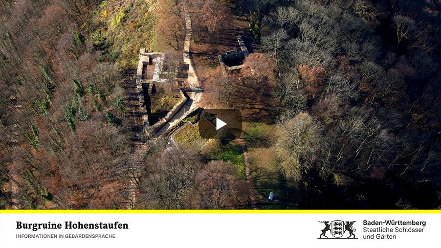 Startbildschirm des Filmes "Burgruine Hohenstaufen: Informationen in Gebärdensprache"